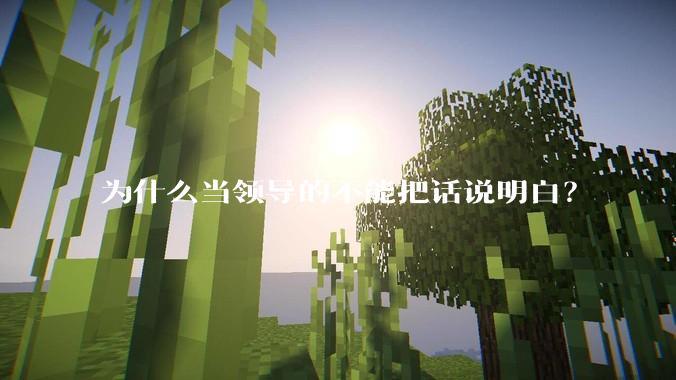 为什么当领导的不能把话说明白？